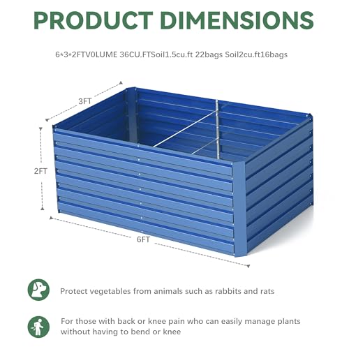 Galvanized Raised Garden Bed 8x4x2ft, Large Metal Planter Box for Vegetables, Flowers, Herbs J9369