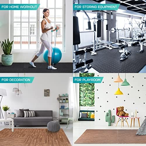 Puzzle Exercise Mat for Home Gym, EVA Interlocking Foam Floor Tiles with Border I79139