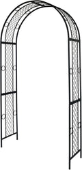 Metal Iron Garden Arch Arbour Trellis Geometric Beauty Minimalist for Climbing Plants Outdoor Garden Backyard Patio Wedding Birthday Party Decoration, Black 47'' Wx87.5“H