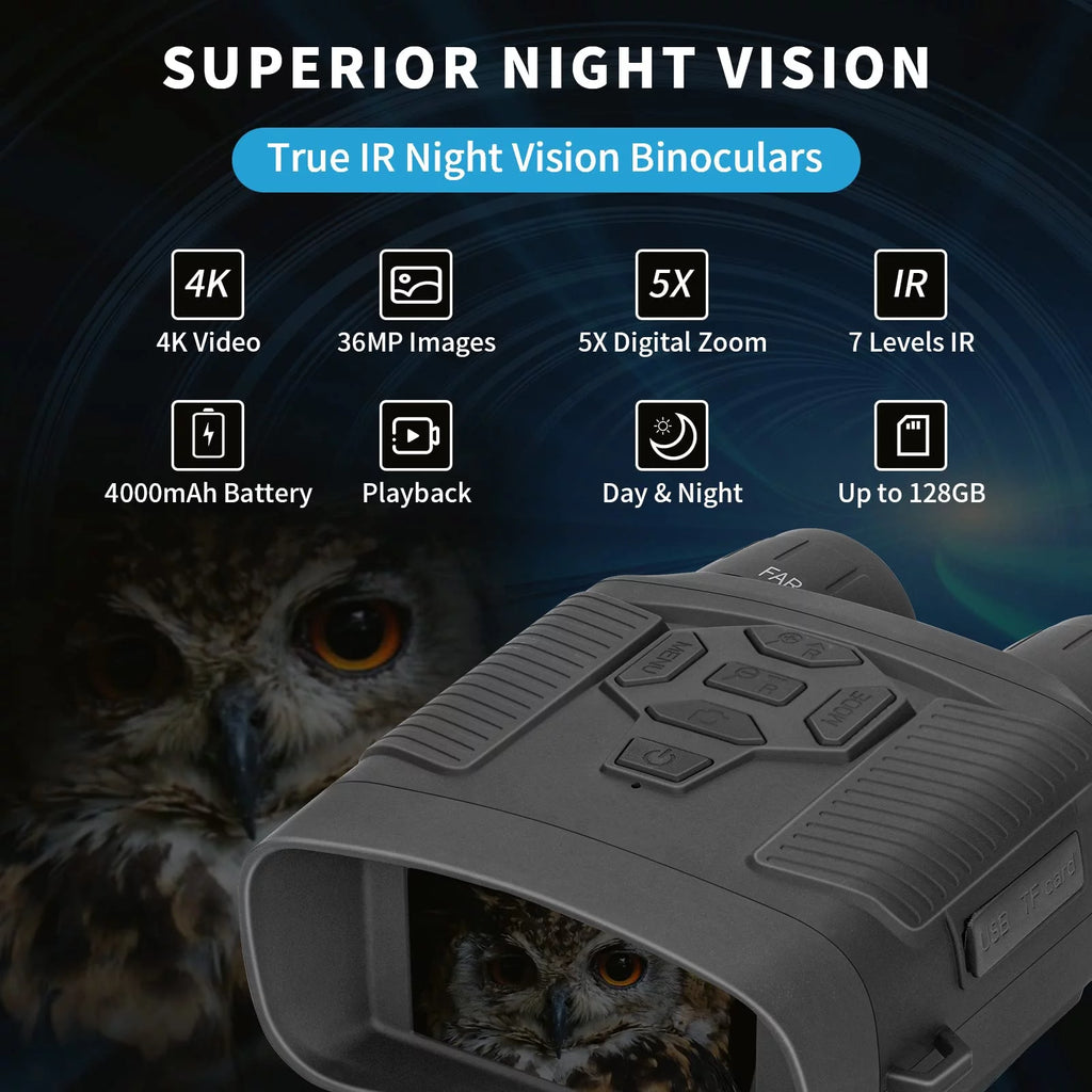 Night Vision Binoculars with 32GB SD Card, 4K 5x Zoom for Hunting T770