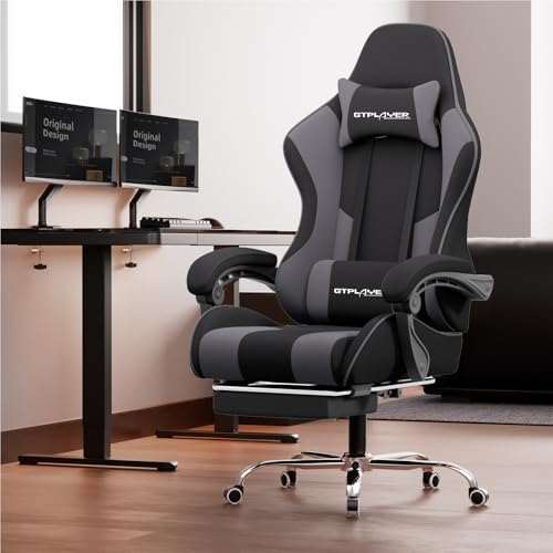 Gaming Chair with Footrest and Lumbar Support, Height Adjustable, 360° Swivel, Blue U7447