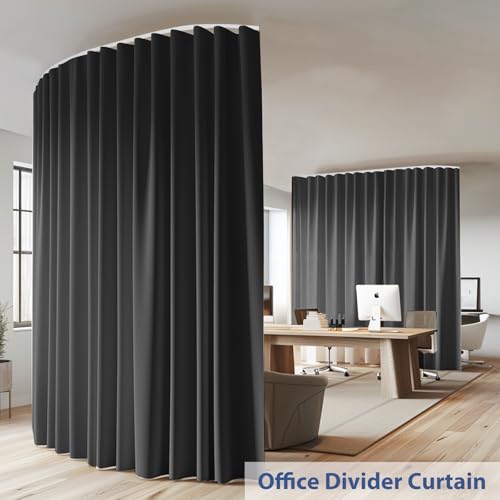 Ceiling Mounted Room Divider Curtain Track Set, Blackout Panel, White Rail, 8.3 x 7 ft K66131
