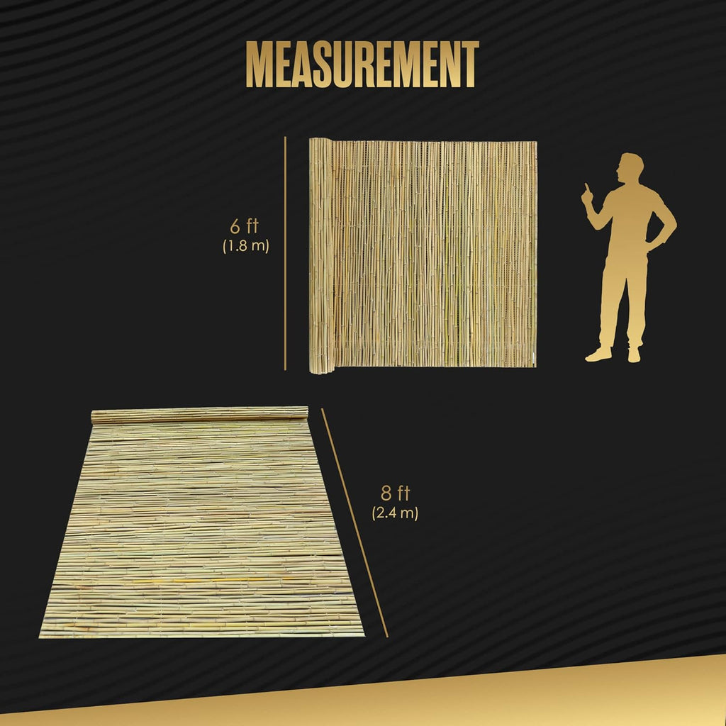 Bamboo Fence 6ft High Outdoor Privacy Screen Rolled Natural Fencing 8ft x 6ft W595