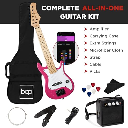 30in Kids Electric Guitar Beginner Starter Kit with Amplifier, Metallic Blue U78618