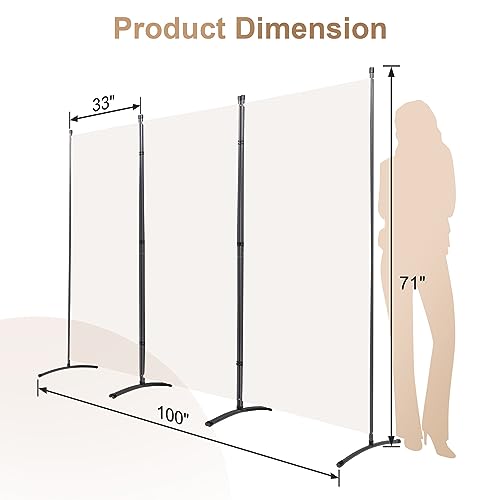 4 Panel Folding Room Divider Privacy Screen with Steel Frame P539789