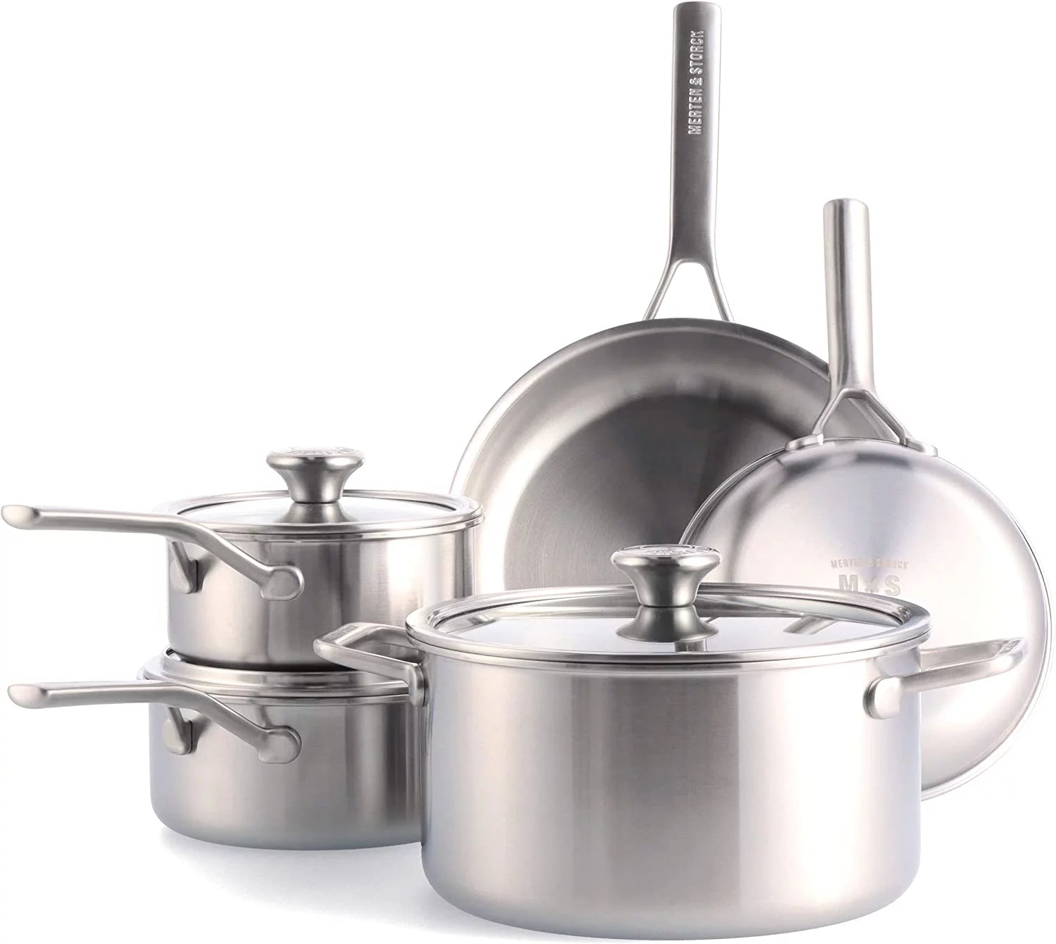 &amp; Storck Tri-Ply Stainless Steel Induction 14 Piece Cookware Pots and Pans Set  Multi Clad  Oven Safe  Silver