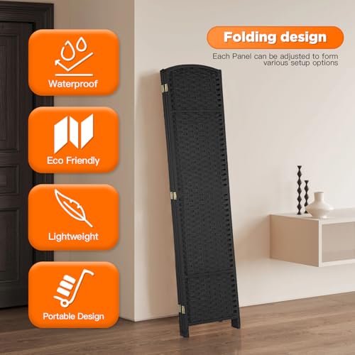 4 Panel Room Divider Screen 5.6 Ft Tall Folding Privacy Partition N658