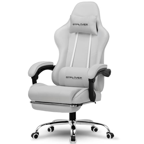 Gaming Chair with Footrest and Lumbar Support, Height Adjustable, 360° Swivel, Blue U7447
