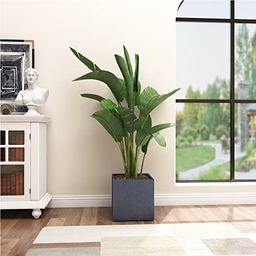 10 Inch Square Concrete Planter with Drainage Hole for Indoor Outdoor Patio Garden C483611