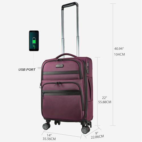 Softside Expandable Carry On Luggage with Spinner Wheels and TSA Lock, 20-Inch R869