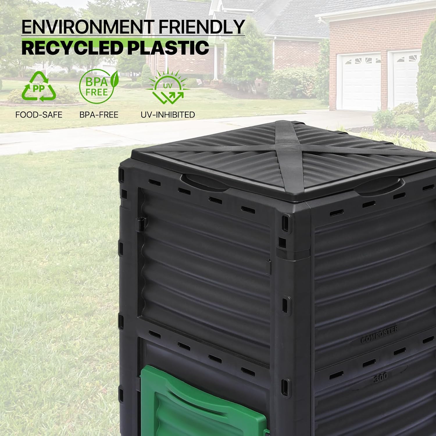 80 Gal Garden Compost Bin, BPA Free, Outdoor Compost Box G529864