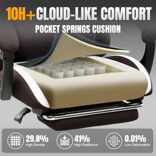 Gaming Chair Ergonomic Office Chair with Foot Rest, Breathable Fabric Computer Chair with Headrest and Lumbar Support V504535
