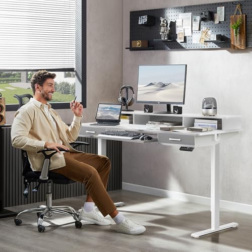 Electric Standing Desk with 2 Drawers, Height Adjustable for Home Office B137