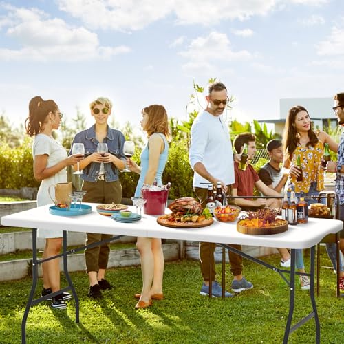 Folding Table 6 Foot Heavy Duty Plastic Portable Indoor Outdoor Utility X45759