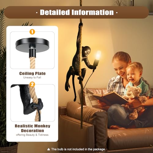 Monkey Pendant Light, Industrial Retro Ceiling Lamp for Dining Room M314
