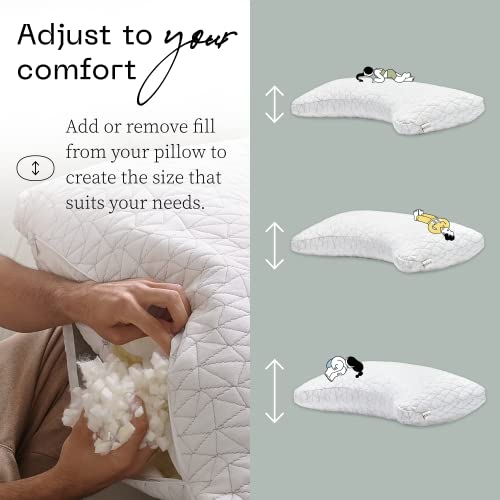 Adjustable Queen Bed Pillow, Cross Cut Memory Foam, Medium Firm for Side and Back Sleepers Q8246