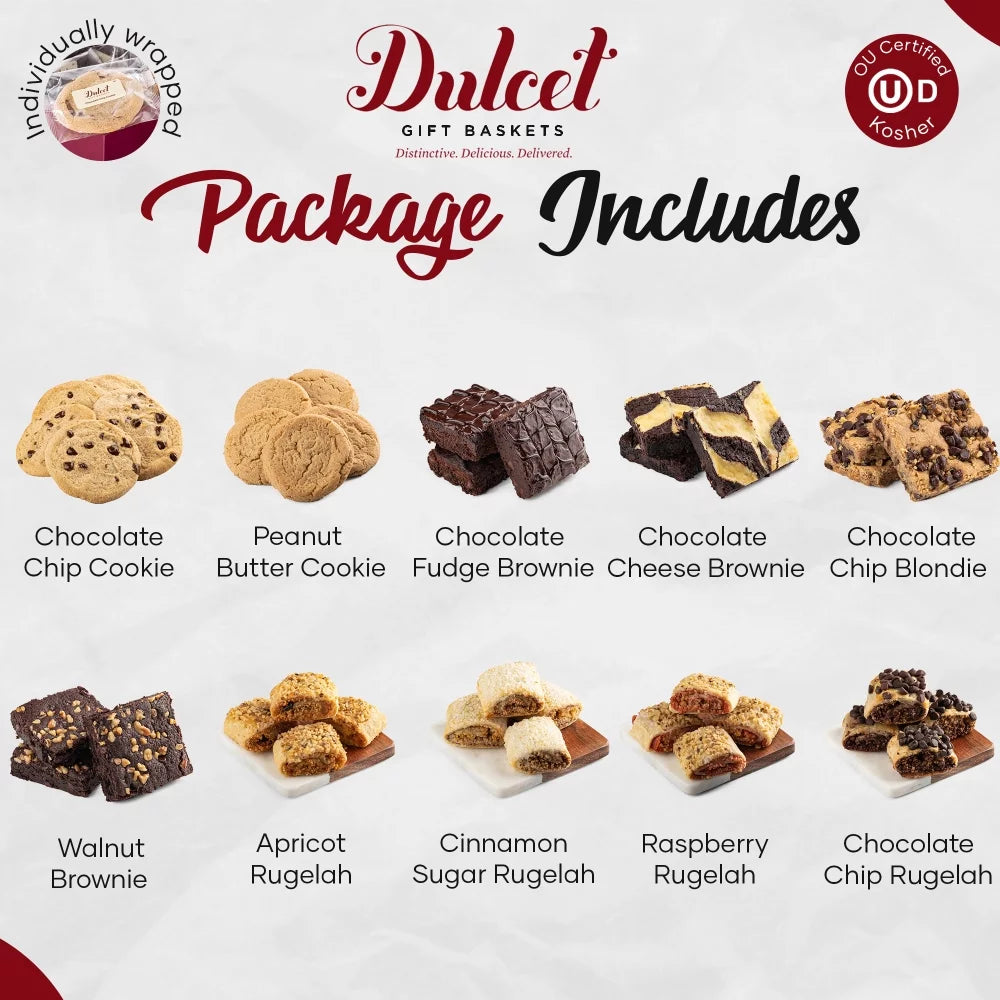 Assorted Gift Basket with Cookies, Brownies, Fudge, and Rugelach F4824