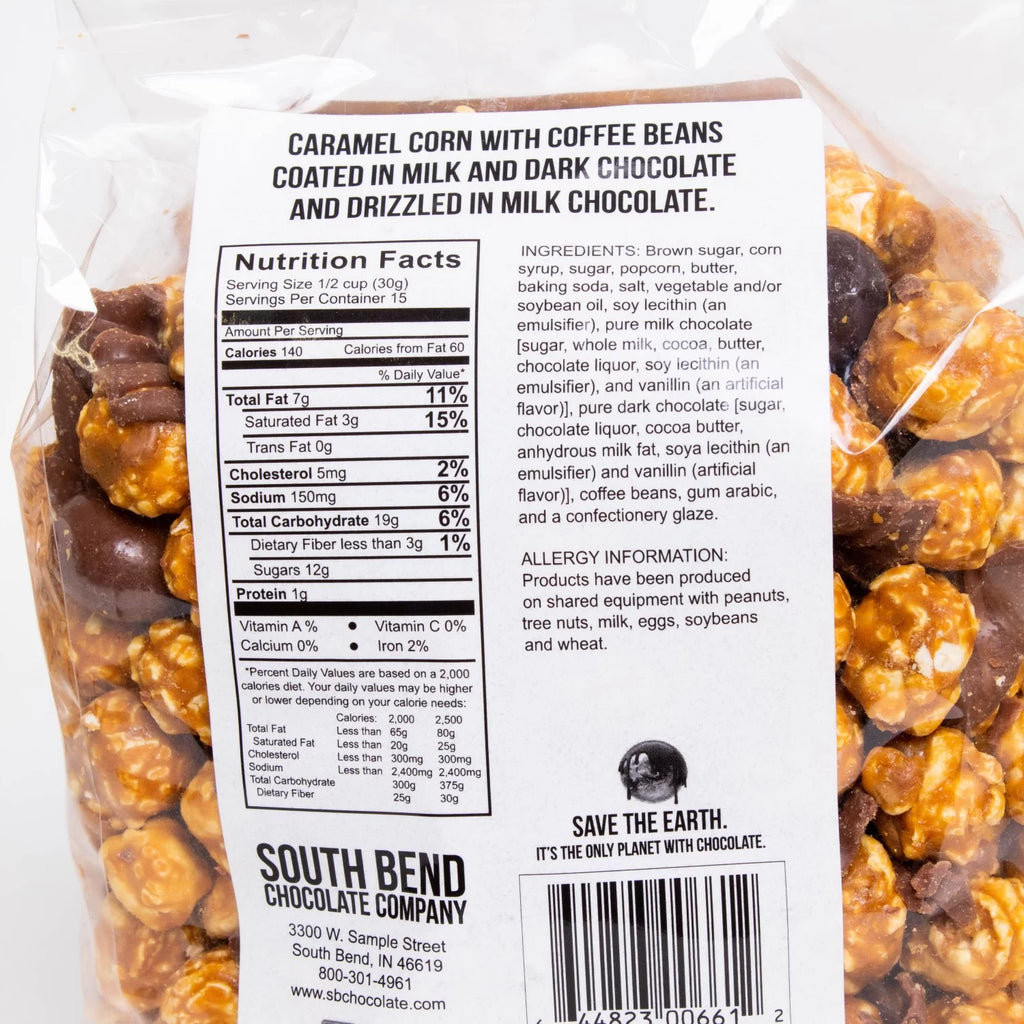 Caramel Popcorn Snack Mix, Crunchy Popped Corn Treat, Chocolate Mocha Flavor G36659