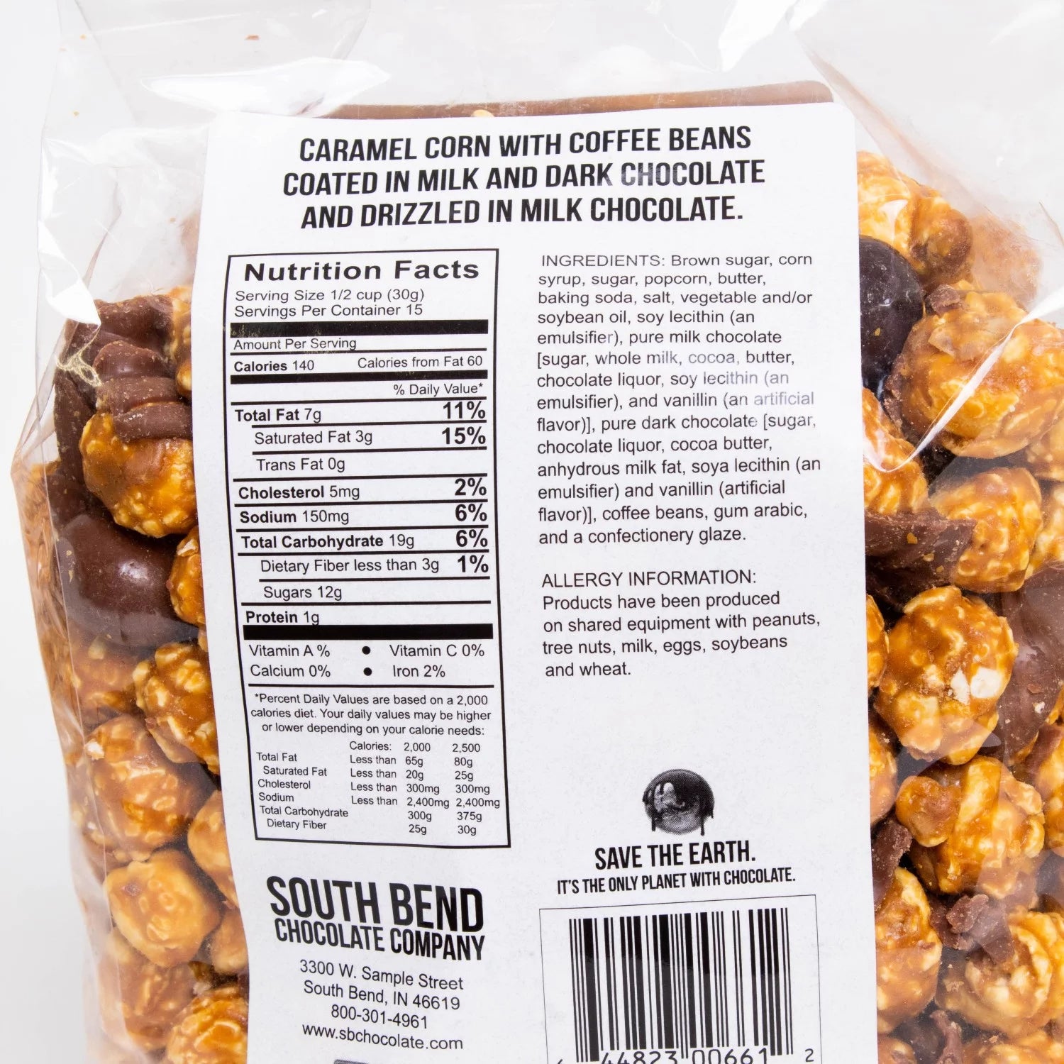 Caramel Popcorn Snack Mix, Crunchy Popped Corn Treat, Chocolate Mocha Flavor G36659