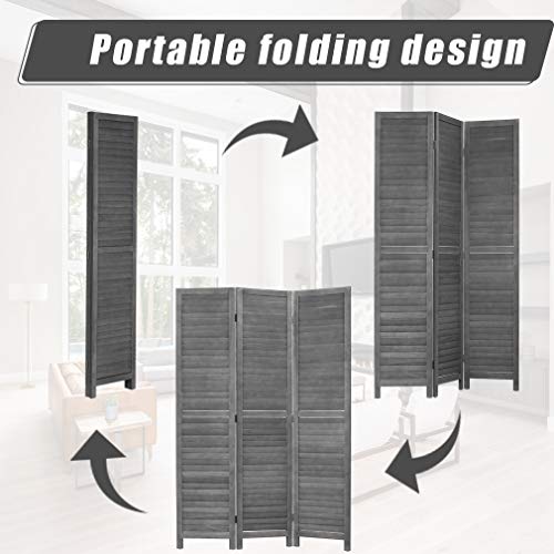 6 Panel Wood Room Divider Freestanding White 5.57 FT S6393