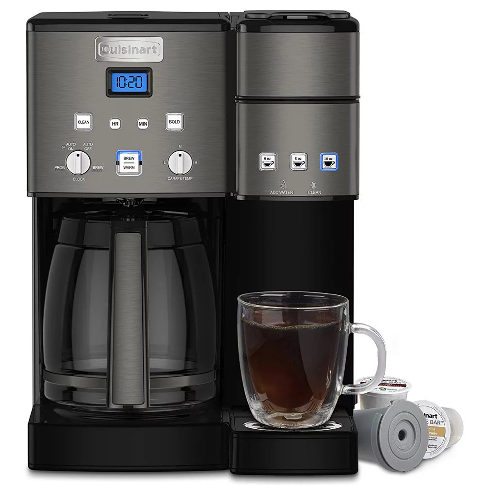 12-Cup Coffee Maker and Single-Serve Brewer, Black Stainless L428