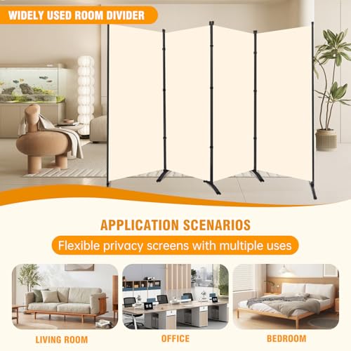 Room Divider Screen 3 Panel Folding Partition with Metal Frame, Grey M4968