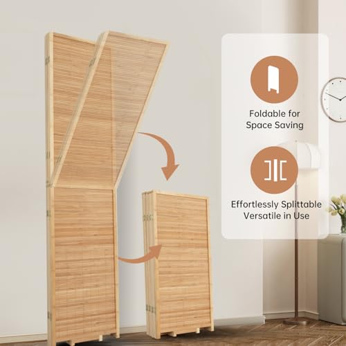 Bamboo Room Divider Folding Privacy Screen 4 Panel Freestanding F401