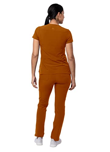 Notched V-Neck Scrub Top & Skinny Cargo Scrub Pants Set J923
