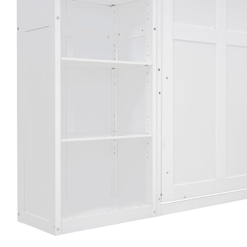 Queen Size Murphy Bed with Cabinet and LED Lights P178570