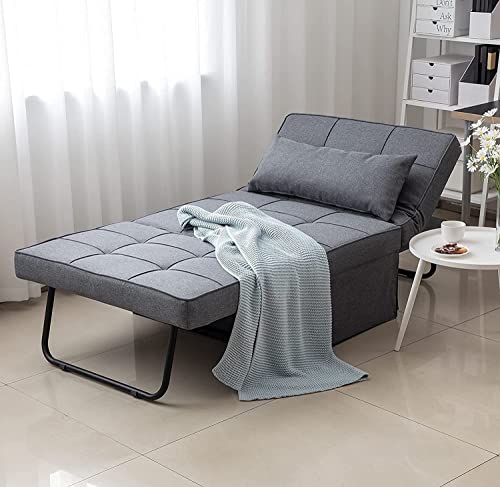 Sofa Bed Folding Ottoman Couch with Adjustable Backrest, Dark Grey C9023