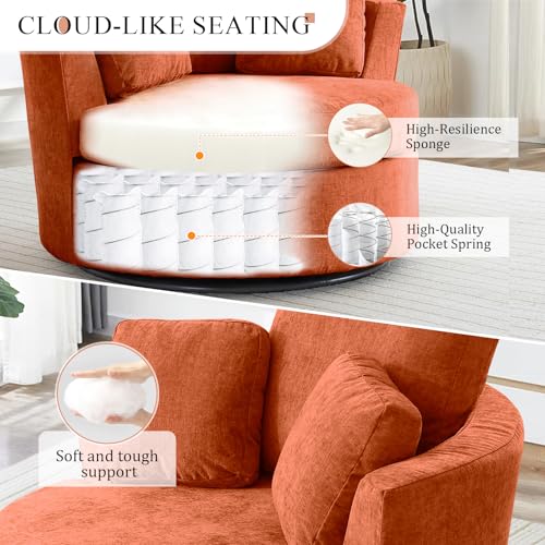 Swivel Barrel Chair with Ottoman for Living Room Bedroom, White W553228