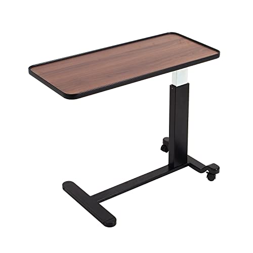 Medical Adjustable Overbed Bedside Table with Wheels Serve Meals, Use Laptop/Computer, Writing Over Bed Table Great for Elderly, Hospital Patients, Home Care (Walnut Color)