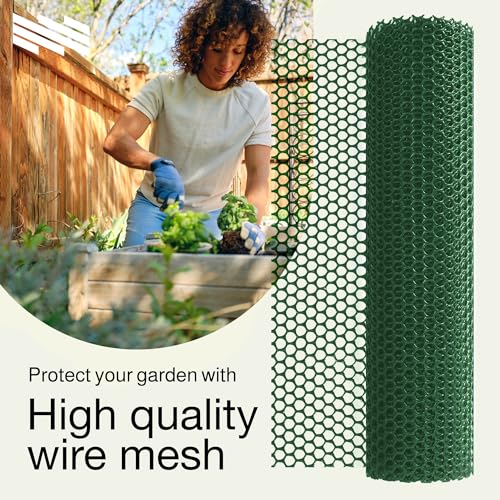 Green Plastic Wire Mesh Fence 15.7IN x 10FT Roll for Poultry, Dogs, Rabbit & Gardening P8749