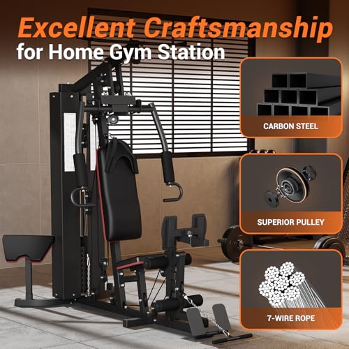 Home Gym Equipment with 150LBS Weight Stack and Pulley System Y2817