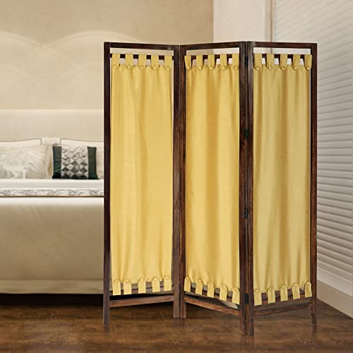 4 Panel Folding Wood Room Divider, Antique Brown, 72 x 80 L396608