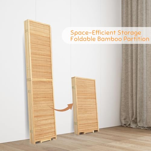 Bamboo Room Divider Folding Privacy Screen, 4 Panel, Beige T32841
