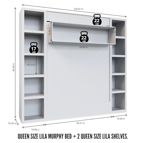 Queen Murphy Wall Bed with Two Bookshelves Y365306