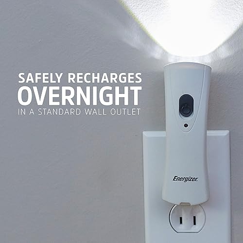 LED Rechargeable Plug-in Flashlights, Emergency Flashlight for Hurricane Supplies and Survival Kits, White, 6 Count Q825197