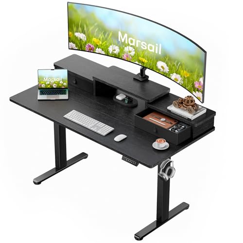 Electric Standing Desk with Drawers, Height Adjustable, Black G366