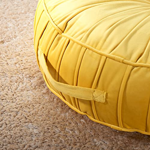 Mustard Yellow Velvet Round Floor Pillow O967800