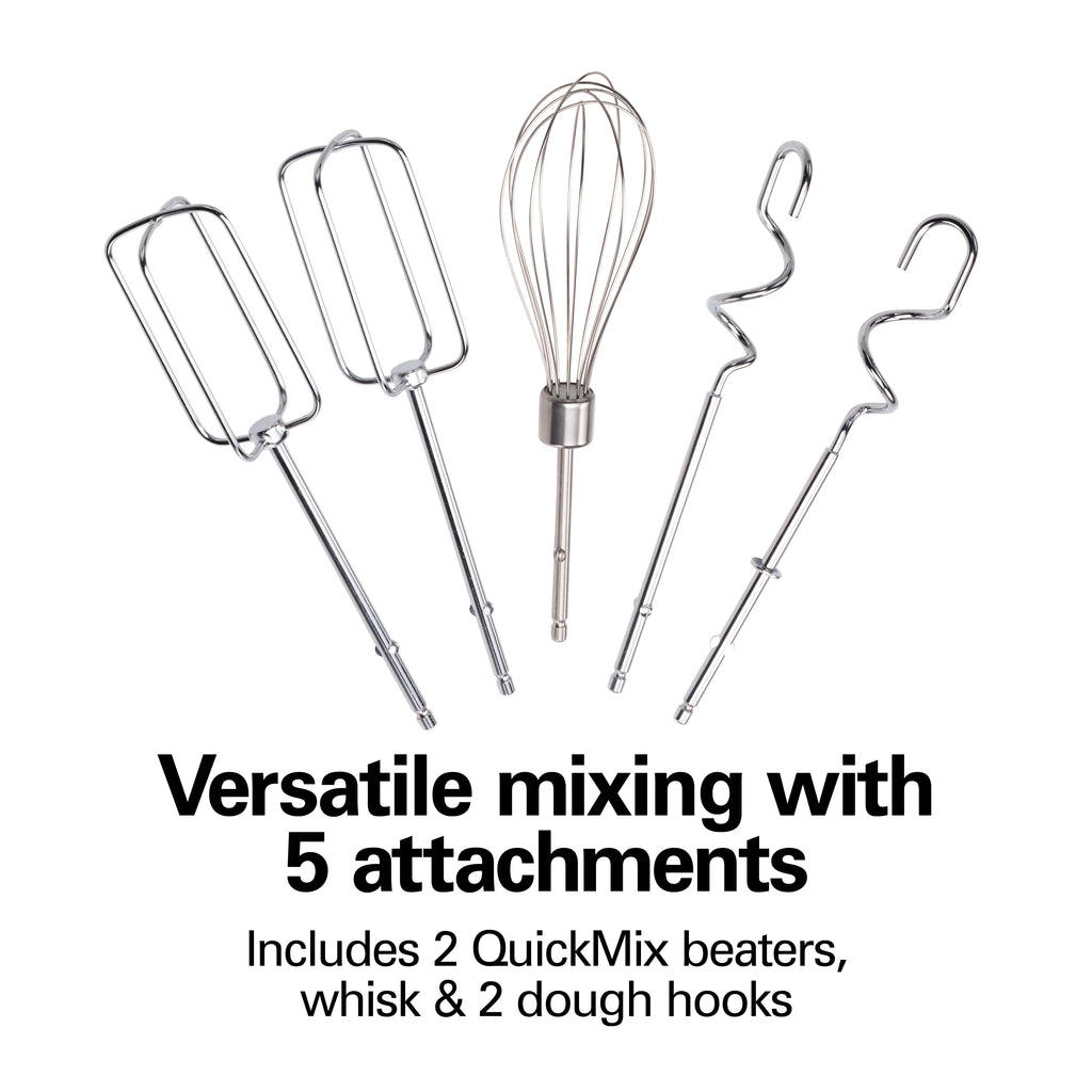 6 Speed Hand Mixer with Case and 5 Attachments, Stainless Steel T26539