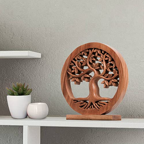 Handcrafted Solid Wood Tree of Life Sculpture for Home Decor J691686