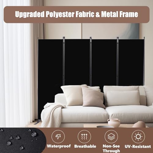4 Panel Folding Room Divider Privacy Screen with Steel Frame P539789