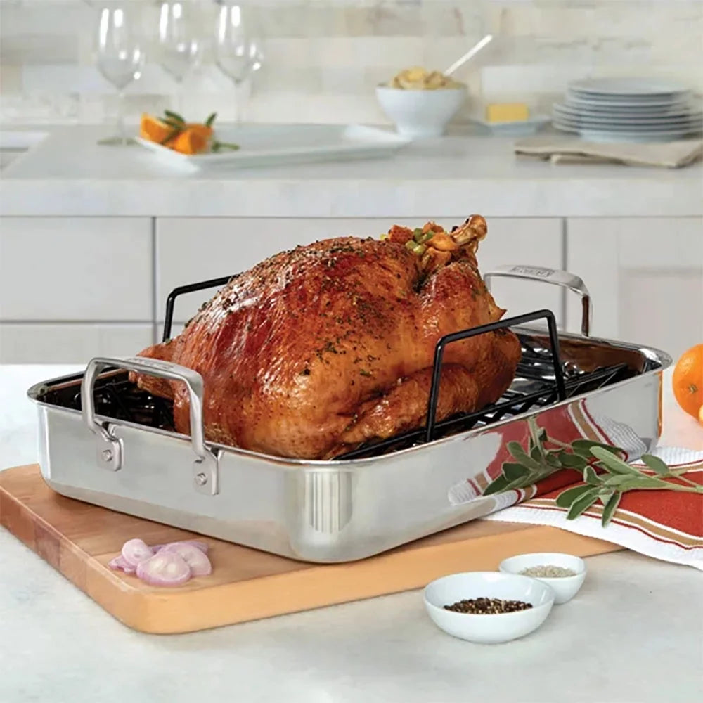 Stainless Steel Roasting Pan with Rack and Thermometer S447564