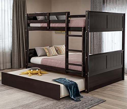Twin Over Full Bunk Bed with Slide and Stairs for Kids E212