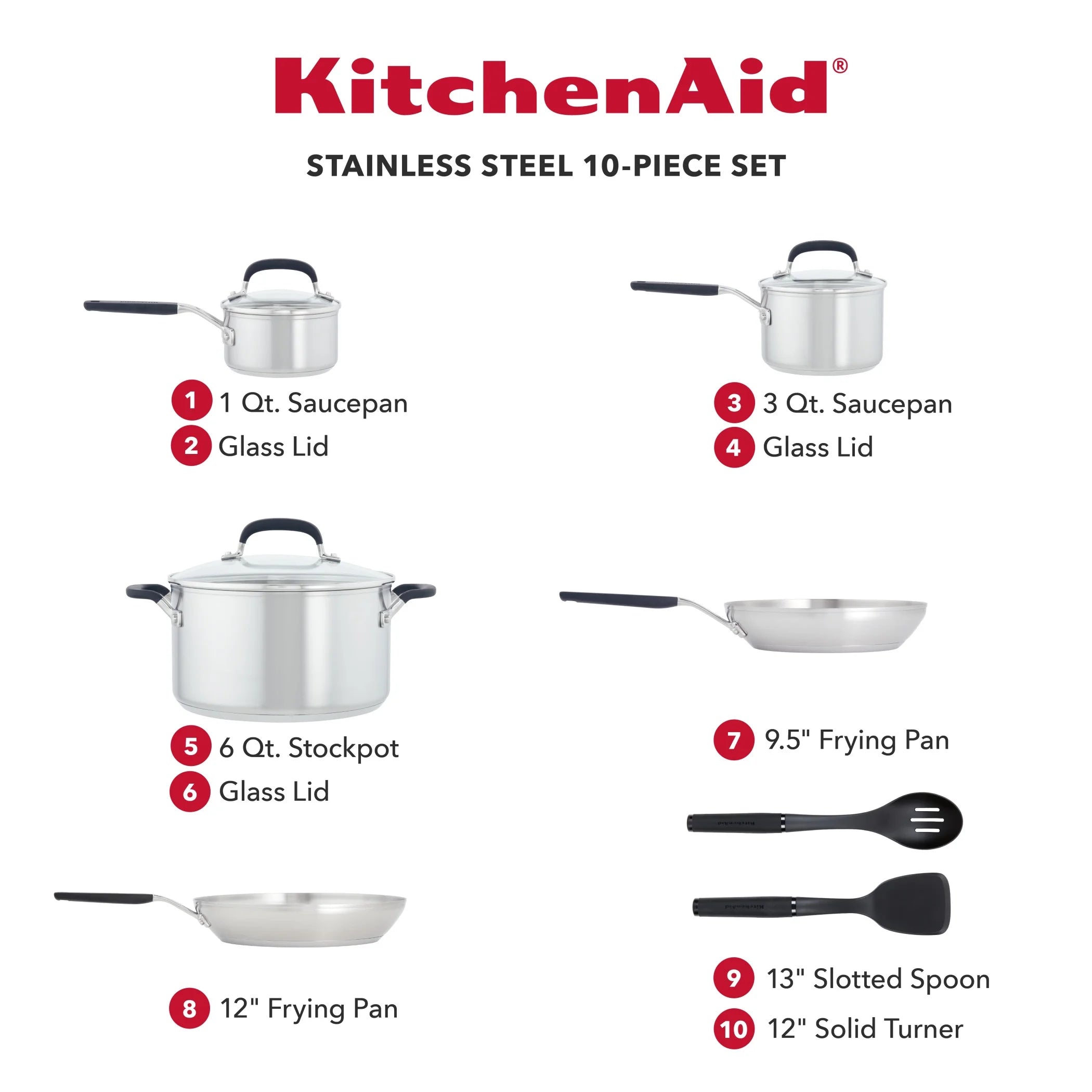 Stainless Steel 10 Piece Pots and Pans Set Z7828