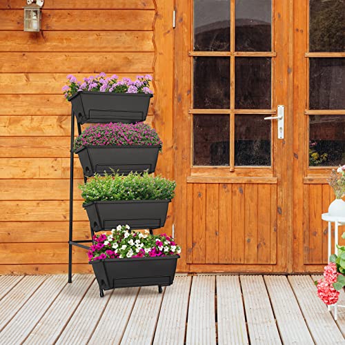 Raised Garden Bed 4 Tier Vertical Planter with Legs for Indoor Outdoor Use V653