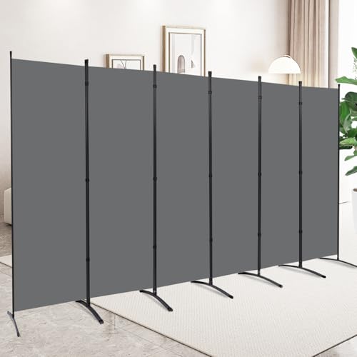 Room Divider Screen 3 Panel Folding Partition with Metal Frame, Grey M4968