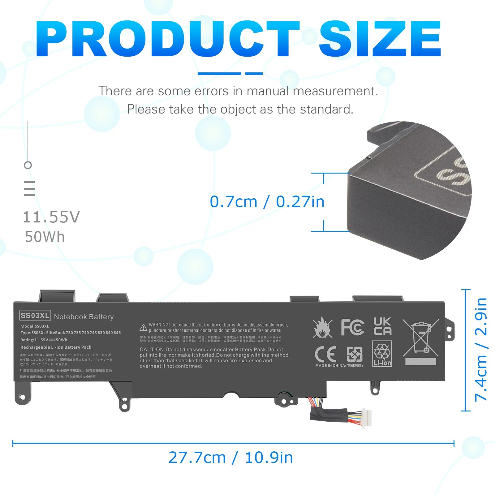 Battery for HP EliteBook 735 745 830 840 G6 Series W9576