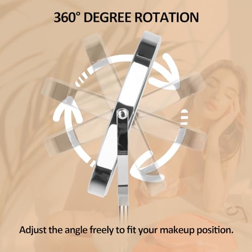 8" LED Lighted Makeup Mirror, 1x/10x Magnifying, Rechargeable, 360° Rotation F4760